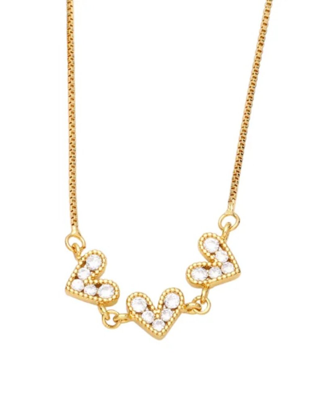 NWOT  18K Gold-plated Three Hearts Necklace